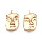 Brass Pendants, Nickel Free, Face, Golden, 16.5x10x3mm, Hole: 1.8mm