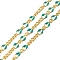 Brass Enamel Figaro Chains, with Spool, Long-Lasting Plated, Soldered, Lead Free & Cadmium Free, Light Sea Green, 5x3x0.8mm