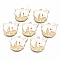 Alloy Enamel Pendants, Cadmium Free & Lead Free, Rabbit Hold Moon, Light Gold, White, 28.5x25.5x1.5mm, Hole: 2mm