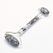 Natural Map Stone/Picasso Stone/Picasso Jasper Brass Face Massager, Facial Rollers, Platinum, Platinum, 142~150x54~58x19~22mm