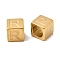 304 Stainless Steel European Beads, Large Hole Beads, Cube with Letter, Golden, Letter R, 7x7x7mm, Hole: 5.5mm