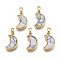 Real 18K Gold Plated Brass Pendants, with Synthetic Turquoise Cabochons, Cadmium Free & Nickel Free & Lead Free, Moon, Turquoise, 15.5x10x3mm, Hole: 2.5x5mm