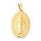 PVD Vacuum Plating 304 Stainless Steel Pendants, Oval with Virgin Mary, Golden, 31x20x3.5mm, Hole: 7.5x4mm