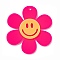 Opaque Acrylic Big Pendants, Sunflower with Smiling Face Charm, Deep Pink, 55x50.5x5mm, Hole: 2.5mm
