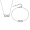 Sterling Silver Micro Pave Clear Cubic Zirconia Infinity Pendant Necklace & Link Bracelets Sets, Platinum, Necklaces: 400mm; Bracelets: 150mm