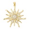 Brass Micro Pave Cubic Zirconia Pendants, Lead Free & Cadmium Free, Sun Charm, Real 18K Gold Plated, 36.5x35x5.5mm, Hole: 5x3.6mm