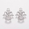 Brass Micro Pave Cubic Zirconia Charms, Angel Pendants, Platinum, 17x12.5x1.5mm, Hole: 1.5mm
