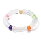 Chunky Acrylic Curved Tube & Column Beads Stretch Bracelet for Girl Women, Clear, Inner Diameter: 2-1/8 inch(5.4cm)