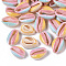 Printed Natural Cowrie Shell Beads, No Hole/Undrilled, Rainbow Style, Colorful, 18~21x12~15x7mm