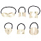 6Pcs 6 Style Rubber String Elastic Hair Ties Ponytail Hair Cuff, with Iron Findings, for Long Hair, Light Gold, Inner Diameter: 36~65mm, 1pc/style