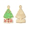 Christmas Alloy Enamel Pendants, Golden, Christmas Tree, 28.5x16.5x1mm, Hole: 1.8mm