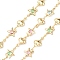 Brass Glass Link Chains, with Spool, Star & Heart, Unwelded, Cadmium Free & Nickel Free & Lead Free, Golden, 13.5~14x9~11x2.5~3.5mm