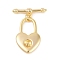 Brass Toggle Clasps, Cadmium Free & Nickel Free & Lead Free, Heart, Real 18K Gold Plated, Heart: 20.5x13x3mm, Hole: 8.5x6mm, Bar: 18.5x5x3mm, Hole: 1.2mm