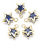 Brass Micro Cubic Zirconia Charms, Cadmium Free & Nickel Free & Lead Free, Star, Light Gold, Royal Blue, 15x11.5x5.5mm, Hole: 1.8mm