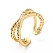 Clear Cubic Zirconia Criss Cross Open Cuff Ring, Brass Jewelry for Women, Real 18K Gold Plated, US Size 5 3/4(16.3mm)