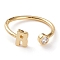 Brass Micro Pave Clear Cubic Zirconia Cuff Rings, Open Rings, Long-Lasting Plated, Real 18K Gold Plated, Letter.R, US Size 6, Inner Diameter: 17mm