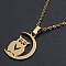 201 Stainless Steel Pendants Necklaces, with Cable Chains and Lobster Claw Clasps, Halloween Theme, Owl with Moon, Golden, 17.71 inch(45cm), 1.5mm