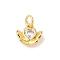 Rack Plating Brass Clear Cubic Zirconia Charms, with Jump Ring, Long-Lasting Plated, Lead Free & Cadmium Free, Hand with Heart, Real 18K Gold Plated, 12x10x4mm, Hole: 3mm