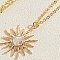 Real 14K Gold Plated Brass Cubic Zircon Pendant Necklace, Shell Jewelry for Women, Sun, 17.72 inch(45cm)