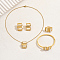 Rectangle Stainless Steel & Plastic Bracelets & Earrings & Necklaces & Rings Sets for Women, White