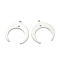 Brass 2-Loop Link Connectors, Long-Lasting Plated, Double Horn/Crescent Moon, Real Platinum Plated, 19x18x1mm, Hole: 1.2mm