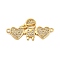 Brass Micro Pave Clear Cubic Zirconia Links Connectors, Boy with Heart, Real 18K Gold Plated, 14x29x2mm, Hole: 1.2mm