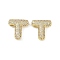Brass Micro Pave Clear Cubic Zirconia Pendants, Cadmium Free & Nickel Free & Lead Free, Letter T, 20x24x6.5mm, hole: 4x2mm