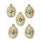 PVD Vacuum Plating 201 Stainless Steel Synthetic Turquoise Pendants, Real 18K Gold Plated, Oval Charms, 21x14x3mm, Hole: 1.6mm