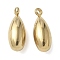 304 Stainless Steel Pendants, Teardrop Charm, Ion Plating(IP), Real 18K Gold Plated, 16x6mm, Hole: 1.8mm