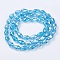 Electroplate Glass Beads Strands, AB Color Plated, Faceted Teardrop, Sky Blue, 12x8mm, 58pcs/strand, 26.5 inch