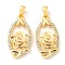Brass Micro Pave Cubic Zirconia Pendants, Cadmium Free & Nickel Free & Lead Free, Flower, Real 18K Gold Plated, 23x11.5x3.5mm, Hole: 4x3mm