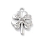 Brass Micro Pave Clear Cubic Zirconia Pendants, Clover, 16x11.5x2mm, Hole: 1.5mm