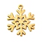 304 Stainless Steel Pendants, Snowflake, Ion Plating(IP), Golden, 33.5x26.5x1.5mm, Hole: 2.5mm