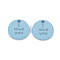 Spray Painted Alloy Charms for Valentine's Day, Cadmium Free & Lead Free, Flat Round with Phrase I Love You, Light Sky Blue, 13x13x1.5mm, Hole: 1.6mm