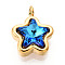 304 Stainless Steel Charms, Star, with Glass, Real 14K Gold Plated, Faceted, Ion Plating(IP), Royal Blue, 10.5x8x4mm, Hole: 1.2mm