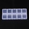 Cuboid Plastic Bead Containers, Flip Top Bead Storage, 10 Compartments, White, 13.2x6.2x2.05cm