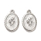Alloy Enamel Pendants, Oval with Tulip Charm, Platinum, 21x13.5x2.8mm, Hole: 1.6mm