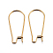 304 Stainless Steel Hoop Earring Findings, Kidney Ear Wire, Real 18K Gold Plated, 39x13.5x0.7mm, 21 Gauge
