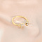 Fashionable Brass Cubic Zirconia Cuff Rings, Letter, Open Rings, Golden, Letter T, Inner Diameter: 16~19mm