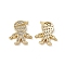 Brass Micro Pave Clear Cubic Zirconia Connetor Charms, Cadmium Free & Nickel Free & Lead Free, Boy Links, Real 18K Gold Plated, 15x14x2.5mm, Hole: 1.2mm