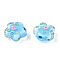 Handmade Bumpy Lampwork Beads, Plum Blossom, Light Sky Blue, 13.5~14.5x15x8~10mm, Hole: 1.5~1.8mm