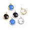 Rack Plating Brass Micro Pave Cubic Zirconia Pendants, with Enamel and Jump Ring, Long-Lasting Plated, Cadmium Free & Lead Free, Flat Round & Sun & Moon, Mixed Color, 17.5x15.5x3mm, Hole: 3mm