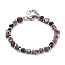 Natural Rhodochrosite & Magnetic Synthetic Hematite Round Beaded Bracelet, 8-1/4 inch(21cm)