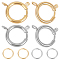 10Pcs 2 Colors 304 Stainless Steel Spring Ring Clasps, Flat Round, with 20Pcs 2 Colors 304 Stainless Steel Open Jump Rings, Mixed Color, Clasps: 12~24x12~21x1.2~3mm, Hole: 3mm