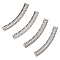 UNICRAFTALE 4pcs 31mm Curved Tube Beads with Cubic Zirconia Brass Tube Beads Platinum Color Loose Beads for Jewelry Making Necklaces Bracelets, 2mm Hole