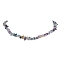 Natural Fluorite Chip Beaded Necklace, Stainless Steel Color, 15.94~15.98 inch(40.5~40.6cm)