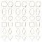 Brass Linking Rings, Mixed Shapes, Real 18K Gold Plated, 13~24x13.5~20x1mm, 48pcs/box