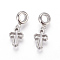 Tarnish Resistant 304 Stainless Steel European Dangle Charms, Large Hole Pendants, Cross, Stainless Steel Color, 28mm, Hole: 5mm, Pendant: 16.5x10x3mm