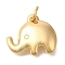 Brass Pendants, Elephant Charms, with Jump Ring, Cadmium Free & Nickel Free & Lead Free, Real 18K Gold Plated, 12x14.5x4.5mm, Hole: 3.5mm