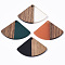 Resin & Wood Pendants, Fan Shape, Mixed Color, 26x37.5~38x3.5mm, Hole: 2mm
